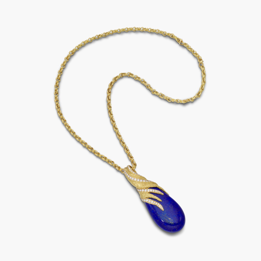 View full screen - View 1 of Lot 509. Gold, Lapis Lazuli and Diamond Sautoir.