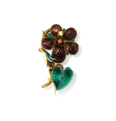 View full screen - View 1 of Lot 21. Broche émail | Enamel brooch.
