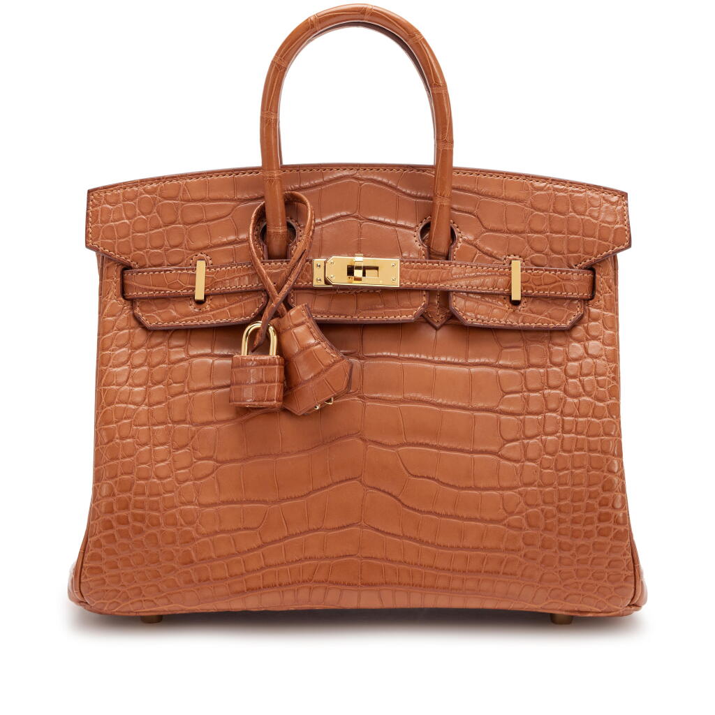 View full screen - View 1 of Lot 24. Gold Matte Mississipiensis Alligator Birkin 25 Gold Hardware, 2024.
