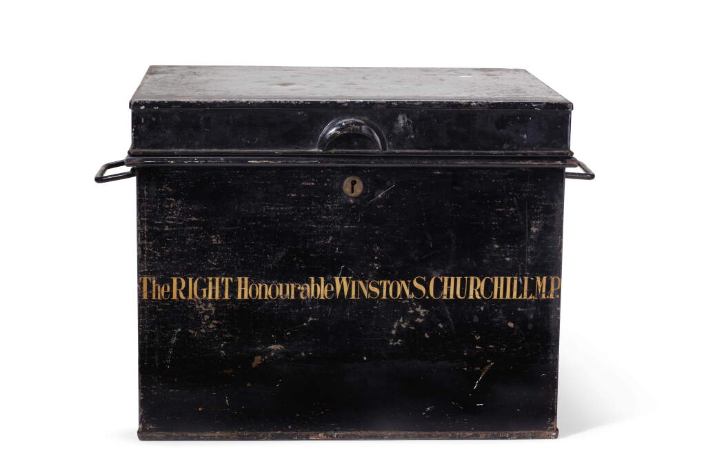 View full screen - View 1 of Lot 27. Churchill, deed box lettered with his name, early 20th century.