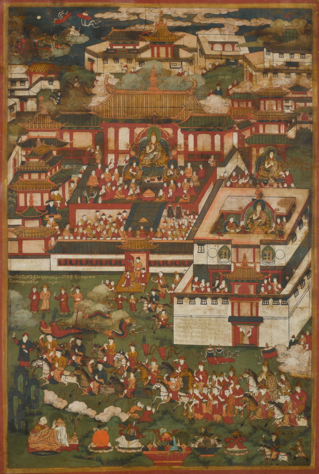View full screen - View 1 of Lot 366. A thangka depicting episodes from the life of a lama, Qing dynasty, 19th century | 清十九世紀 喇嘛生平畫傳唐卡.