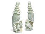 A pair of jade phoenixes, 20th century