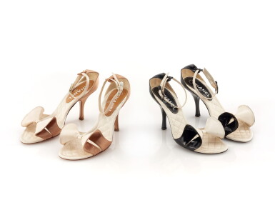 View full screen - View 1 of Lot 7. Two pairs of two-tone sandals.