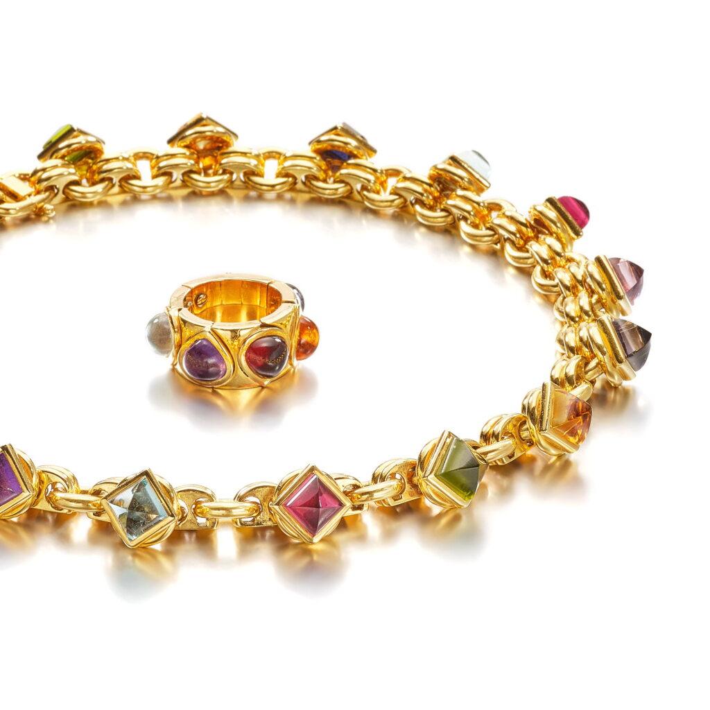 View full screen - View 1 of Lot 591. Gem Set Necklace and Ring | 寶石 項鏈 及 戒指.