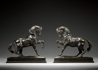 View full screen - View 1 of Lot 135. Pair of Chevaux Turcs No.2 (antérieur droit levé, antérieur gauche levé, terrasse carrée) (Turkish Horses No.2).