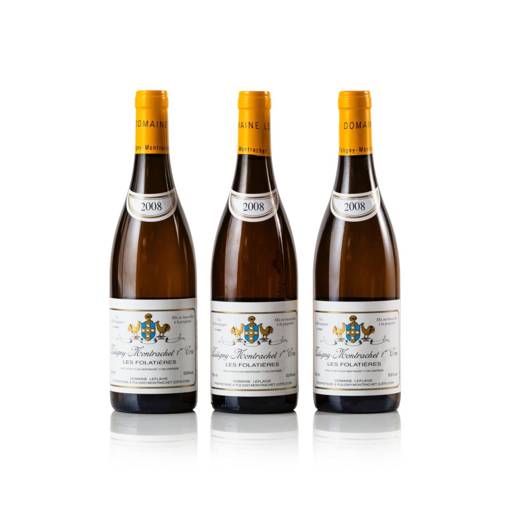 View full screen - View 1 of Lot 600. Puligny Montrachet, Les Folatières 2008 Domaine Leflaive (3 BT).