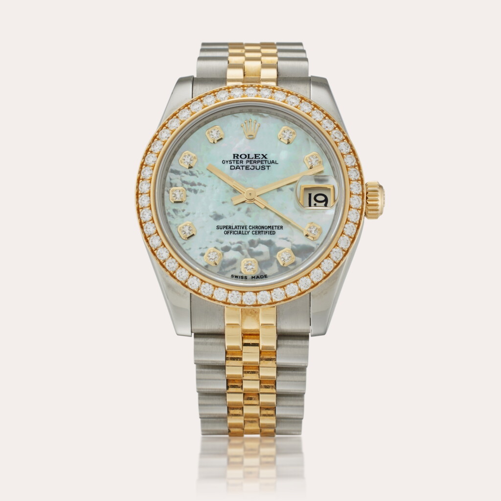 View full screen - View 1 of Lot 307. Reference 178383 Datejust | A stainless steel, yellow gold, and diamond-set automatic wristwatch with date, bracelet, and mother of pearl dial, Circa 2016.