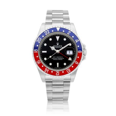 View full screen - View 1 of Lot 2271. GMT-Master II "Pepsi Stick Dial", Reference 16710 | A brand new stainless steel dual time zone wristwatch with date and bracelet, Circa 2008 | 勞力士 | GMT-Master II "Pepsi Stick Dial" 型號16710 | 全新精鋼兩地時間鏈帶腕錶,備日期顯示,約2008年製.