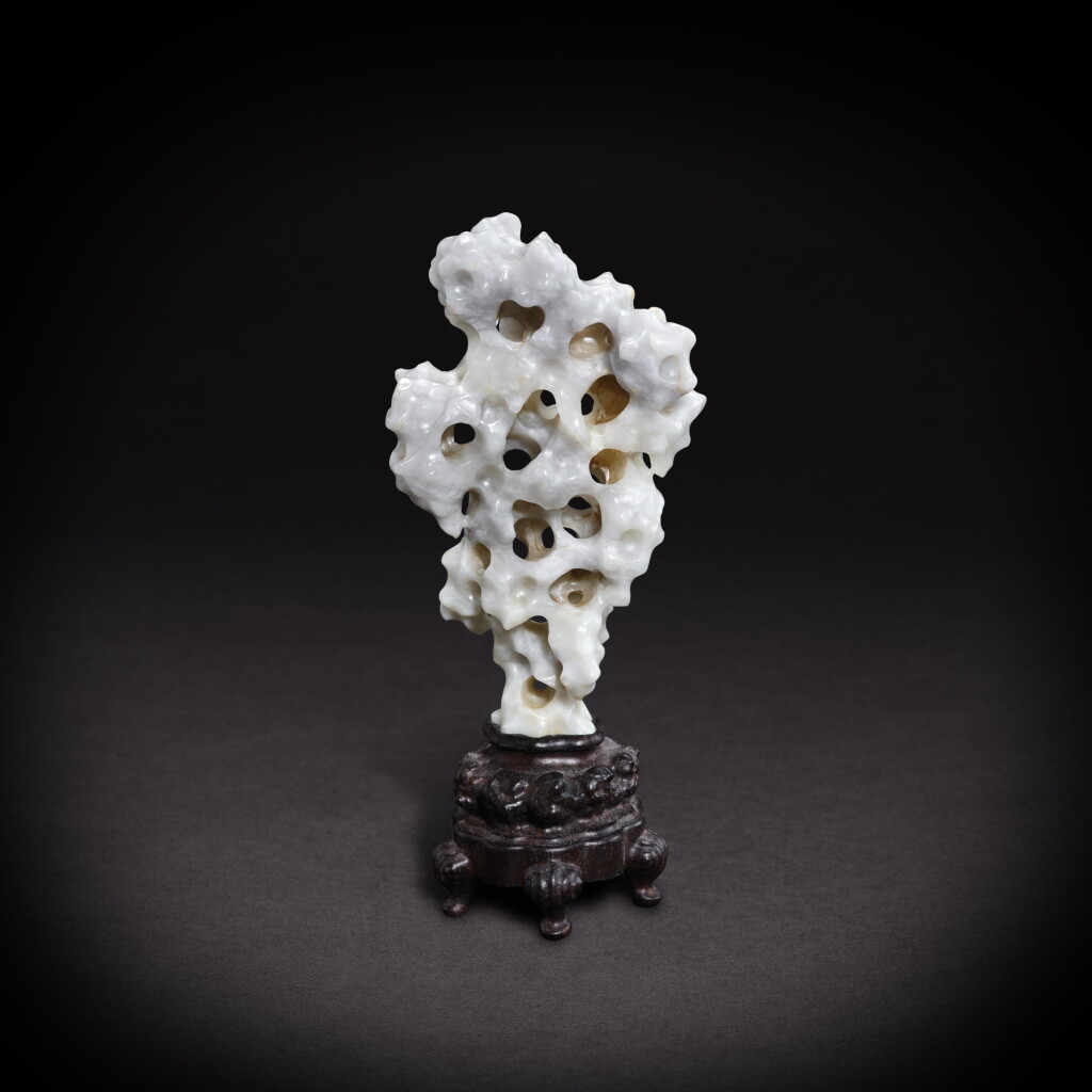 View full screen - View 1 of Lot 5822. A greyish-white jade scholar’s rock, Ming dynasty | 明 灰白玉賞石.