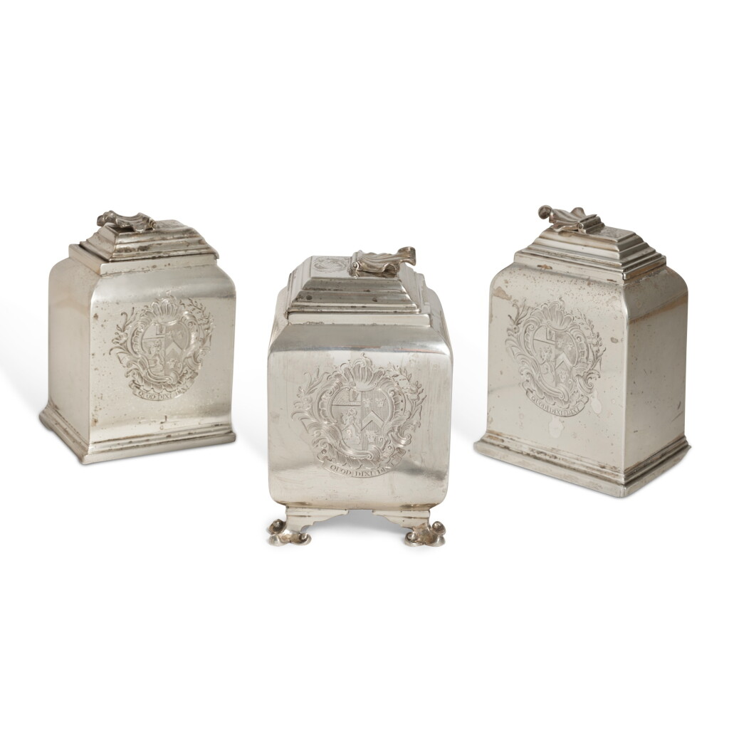 View full screen - View 1 of Lot 41. A George II Silver Caddy Set, William Cripps, London, 1744.