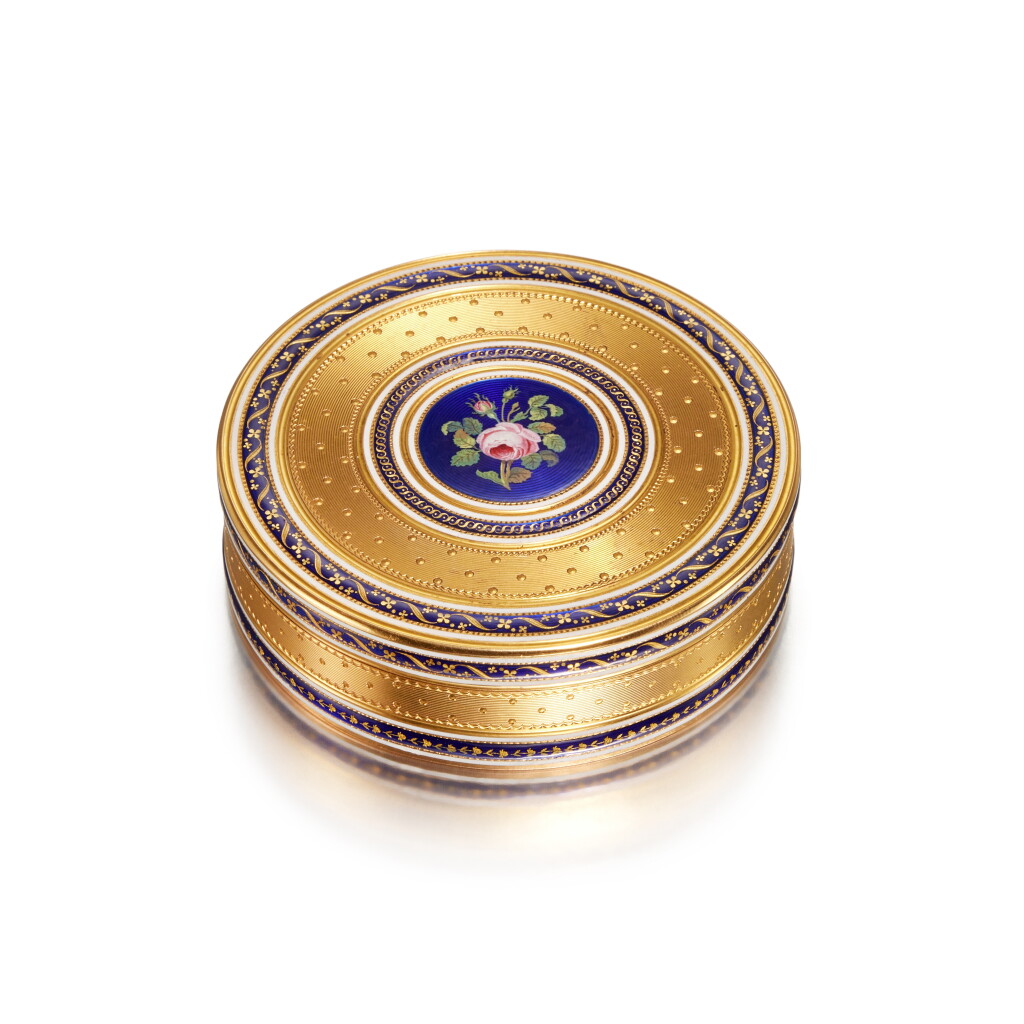 View full screen - View 1 of Lot 341. A Gold and Enamel Snuff Box, Paris, 1785/1786.