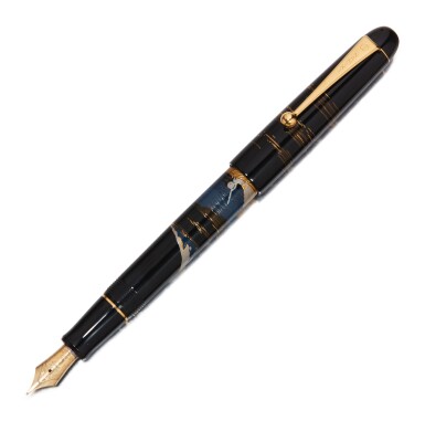 View full screen - View 1 of Lot 11. NAMIKI | A BLACK LACQUER FOUNTAIN PEN DEPICTING MOUNT FUJI, CIRCA 2000.