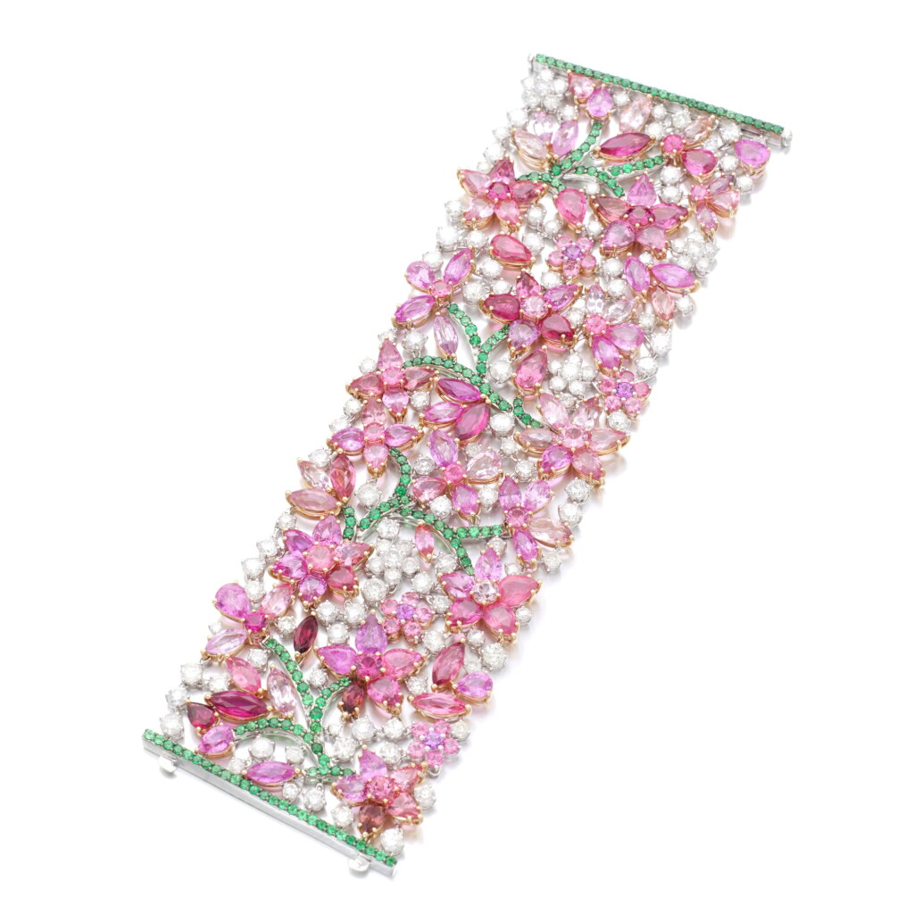 View full screen - View 1 of Lot 407. GEM SET AND DIAMOND BRACELET, MICHAEL YOUSSOUFIAN.