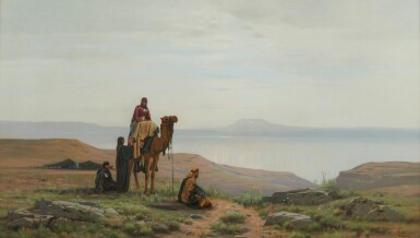View full screen - View 1 of Lot 71. AUGUSTE VEILLON | CHAMELIER DEVANT LE LAC DE TIBÉRIADE.