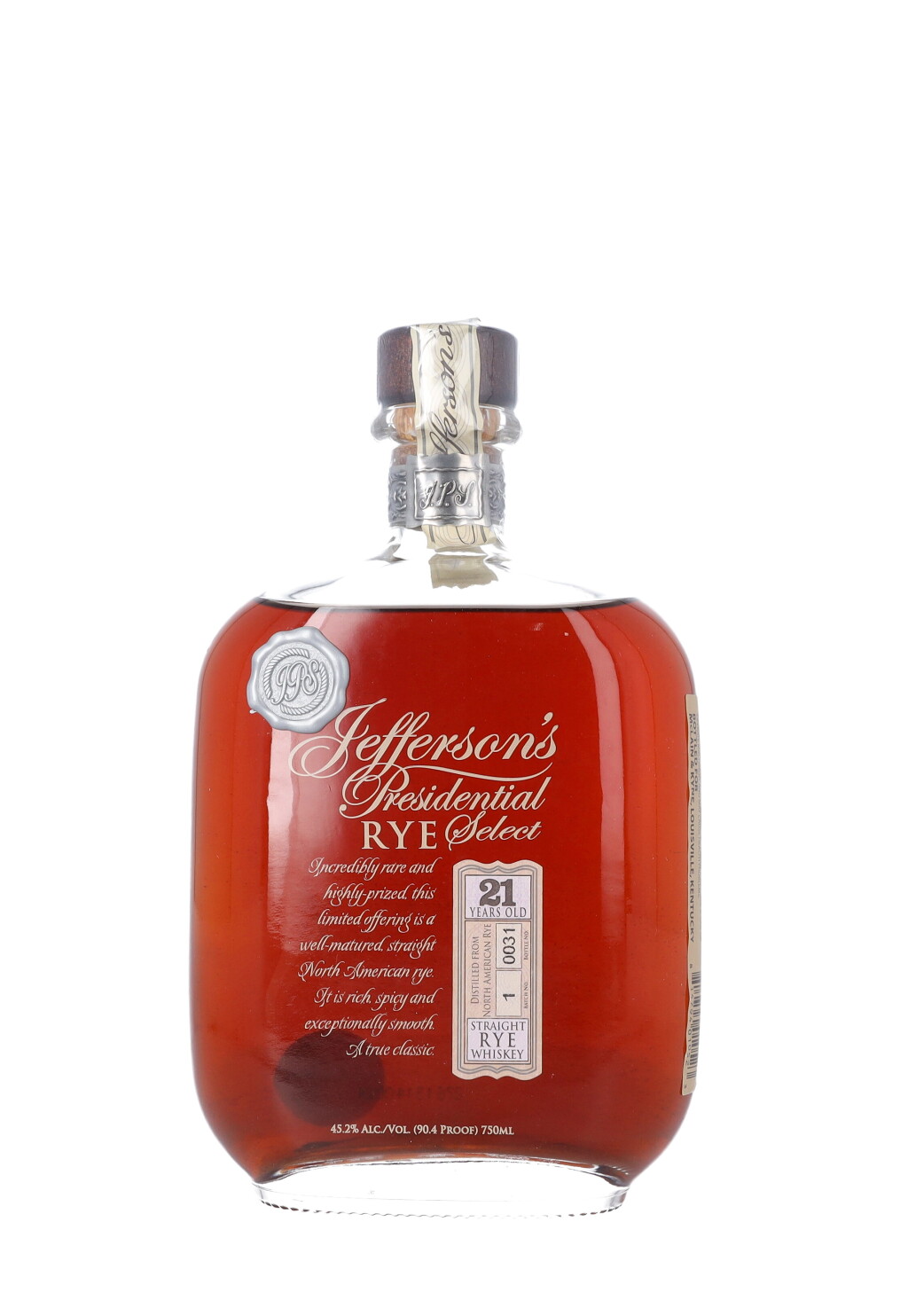 View full screen - View 1 of Lot 667. Jefferson's Presidential Select Rye 21 Year Old Batch 1 90.4 proof NV (1 BT75).