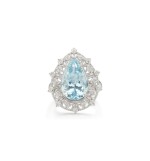 AQUAMARINE AND DIAMOND RING