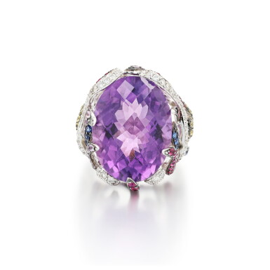 View full screen - View 1 of Lot 321. Bague améthyste et pierres de couleur | Amethyst and gem-set ring .