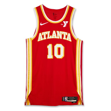 View full screen - View 1 of Lot 99. Zacchaire Risacher Atlanta Hawks 2024-2025 Game Worn Icon Edition Jersey.
