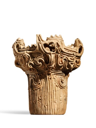 View full screen - View 1 of Lot 2009. A flame-style earthenware deep vessel, Middle Jomon period, 3500 – 2500 BCE | 深鉢形土器(火焔型土器) 縄文時代中期前半 紀元前3500~2500年.
