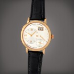 Grand Lange 1, Reference 117.032 | A pink gold wristwatch with digital date display and power reserve indication | Circa 2012