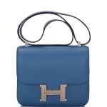 Hermès Bleu Agate Constance 24cm of Swift Leather with Palladium Hardware