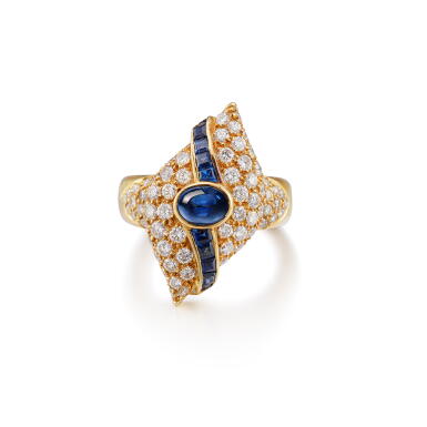 View full screen - View 1 of Lot 1929. Sapphire and Diamond Ring | 格拉夫 | 天然無燒藍寶石 配 鑽石 戒指.