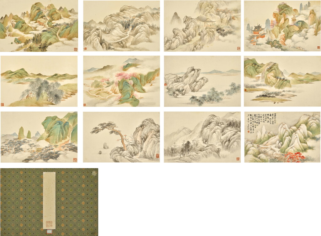 View full screen - View 1 of Lot 3058. 陸恢 摹古山水冊 | Lu Hui, Landscapes after Ancient Artists.