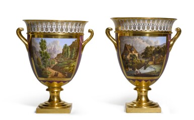 View full screen - View 1 of Lot 82. A pair of Sèvres porcelain ice-pails, covers and liners, 1825.