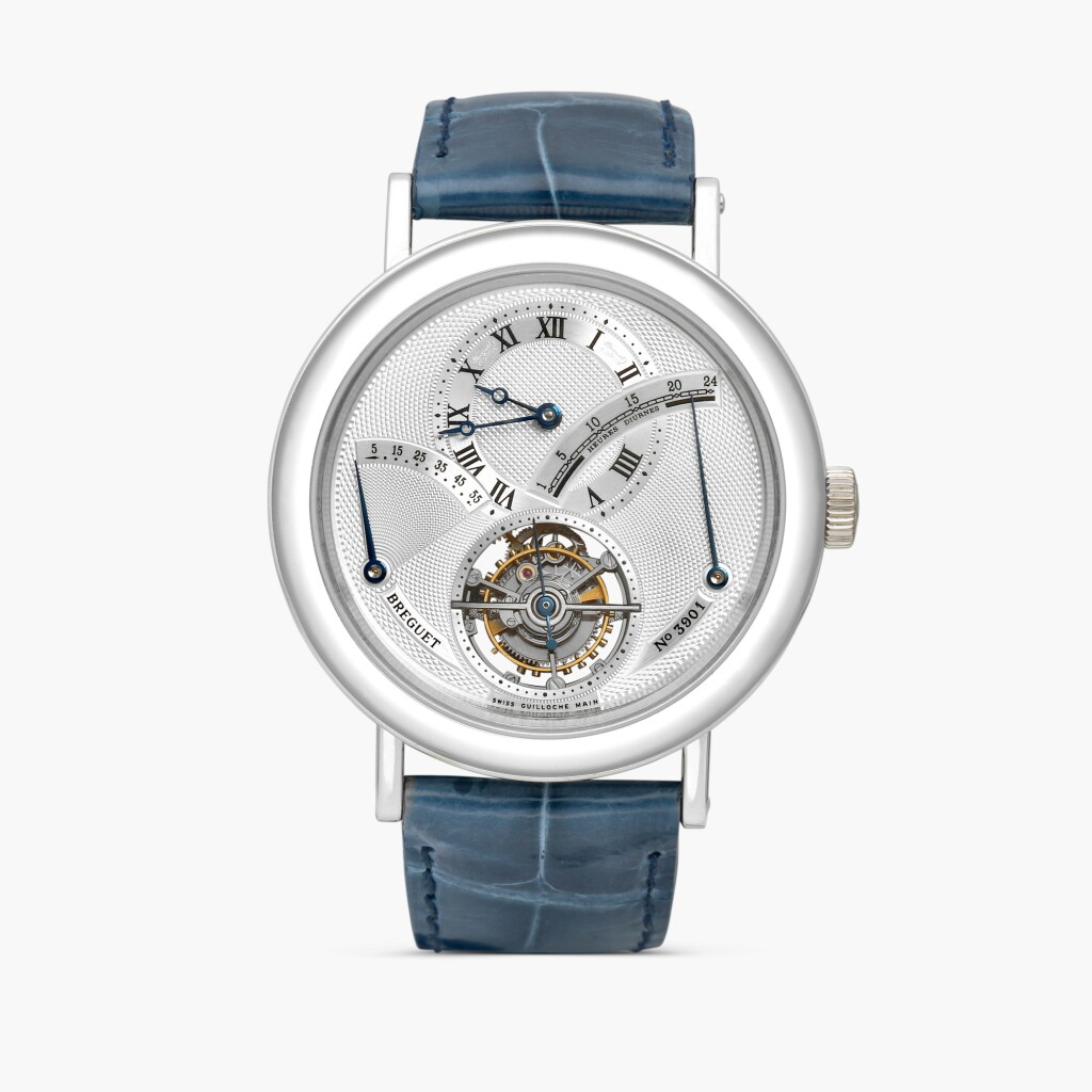 View full screen - View 1 of Lot 2606. Classique, Reference 3657 | A platinum tourbillon wristwatch with power reserve and retrograde 24 hour indication, Circa 2010.