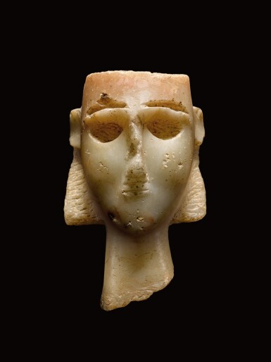View full screen - View 1 of Lot 453. A South Arabian Alabaster Head of a Woman, Qataban, circa 3rd Century B.C./1st Century A.D..