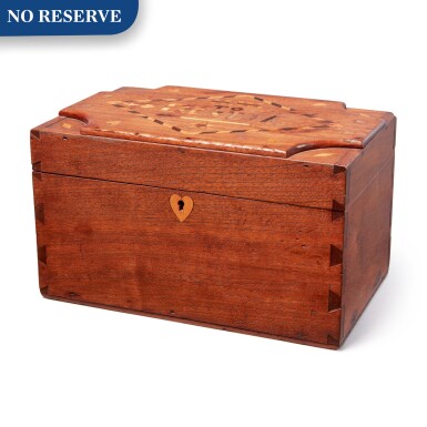 View full screen - View 1 of Lot 373. American Mahogany and Heart Inlaid Document Box, 19th Century.