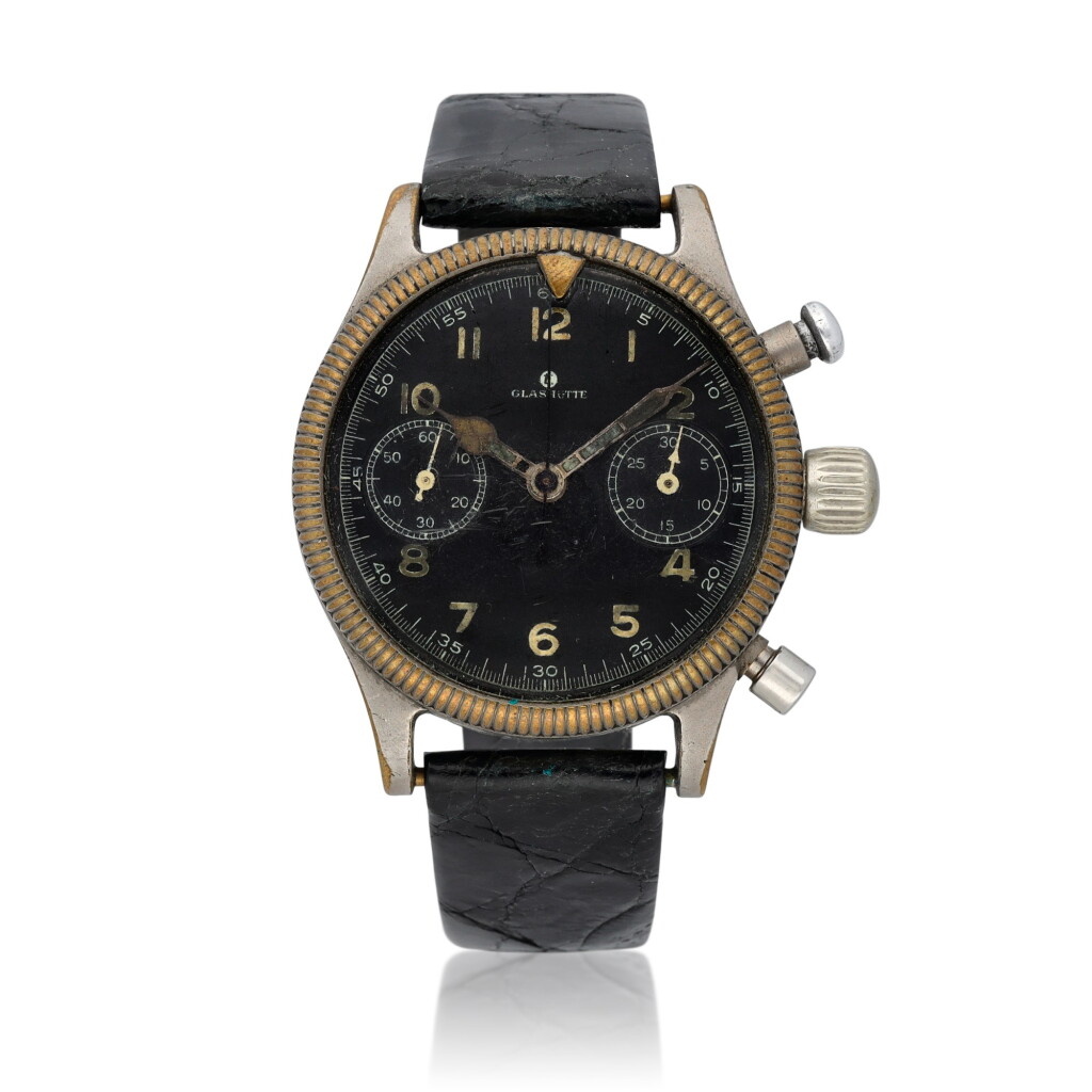 View full screen - View 1 of Lot 49. Glashütte A chrome chronograph wristwatch Circa 1940.
