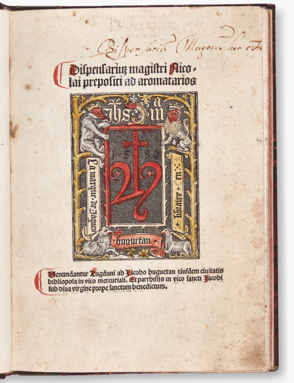 View full screen - View 1 of Lot 37. Nicolaus Prevost | Dispensarium... ad aromatarios, Lyon, 1505, an exceptionally rare edition of the first modern handbook for the apothecary.
