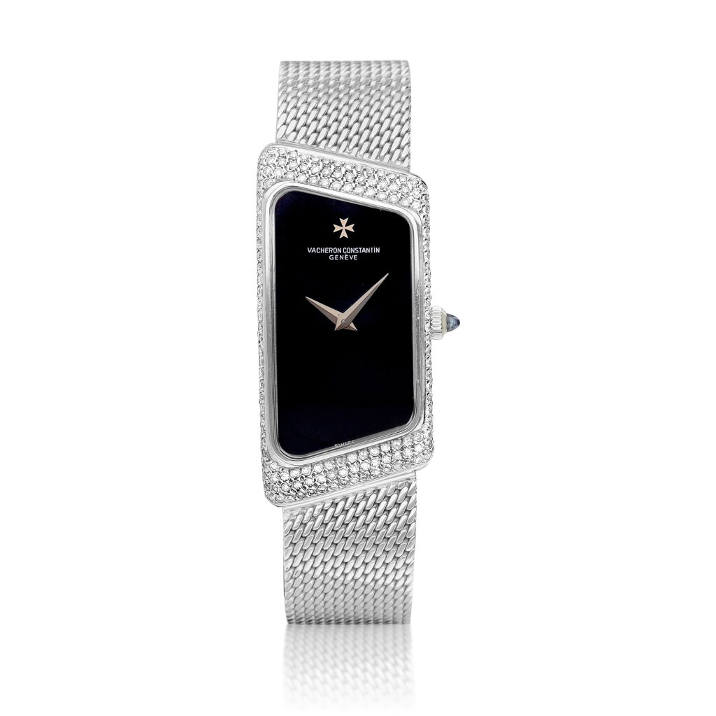 View full screen - View 1 of Lot 8264. Prestige de la France | A white gold and diamond-set wristwatch with bracelet, Circa 1970 | 江詩丹頓 | Prestige de la France | 白金鑲鑽石鏈帶腕錶,約1970年製.