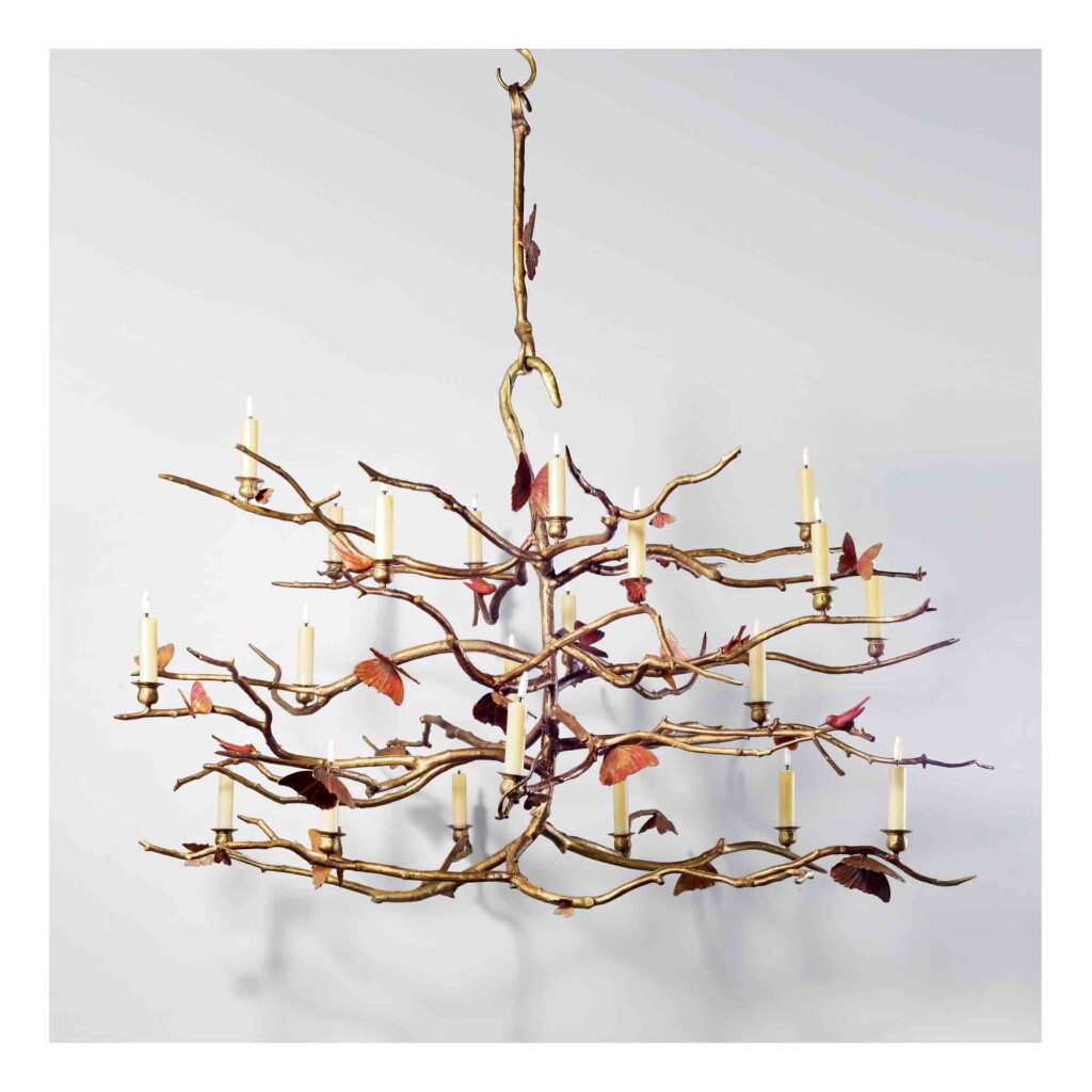 View full screen - View 1 of Lot 442. A Unique "Structure Végétale aux Oiseaux et Papillons" Chandelier.