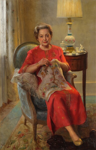 View full screen - View 1 of Lot 368. Interior with a Lady.