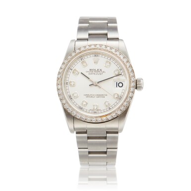 View full screen - View 1 of Lot 38. Reference 78240 Datejust | A stainless steel and diamond-set automatic wristwatch with date and bracelet, Circa 2001 | 勞力士 78240 型號 Datejust | 精鋼鑲鑽石自動上鏈鍊帶腕錶備日期顯示,約2001年製.
