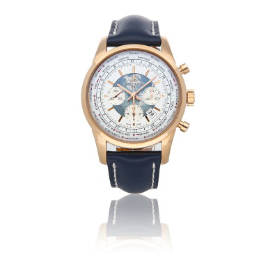 View full screen - View 1 of Lot 313. BREITLING | TRANSOCEAN CHRONOGRAPH UNITIME RB0510U0/A733 A ROSE GOLD AUTOMATIC WINDING WRISTWATCH FEATURING A WORLD DIAL CIRCA 2020.