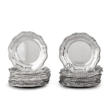 View full screen - View 1 of Lot 1350. A set of twenty-four Turkish silver-plated bread plates, attributed to Gulus Lale, Istanbul, modern.