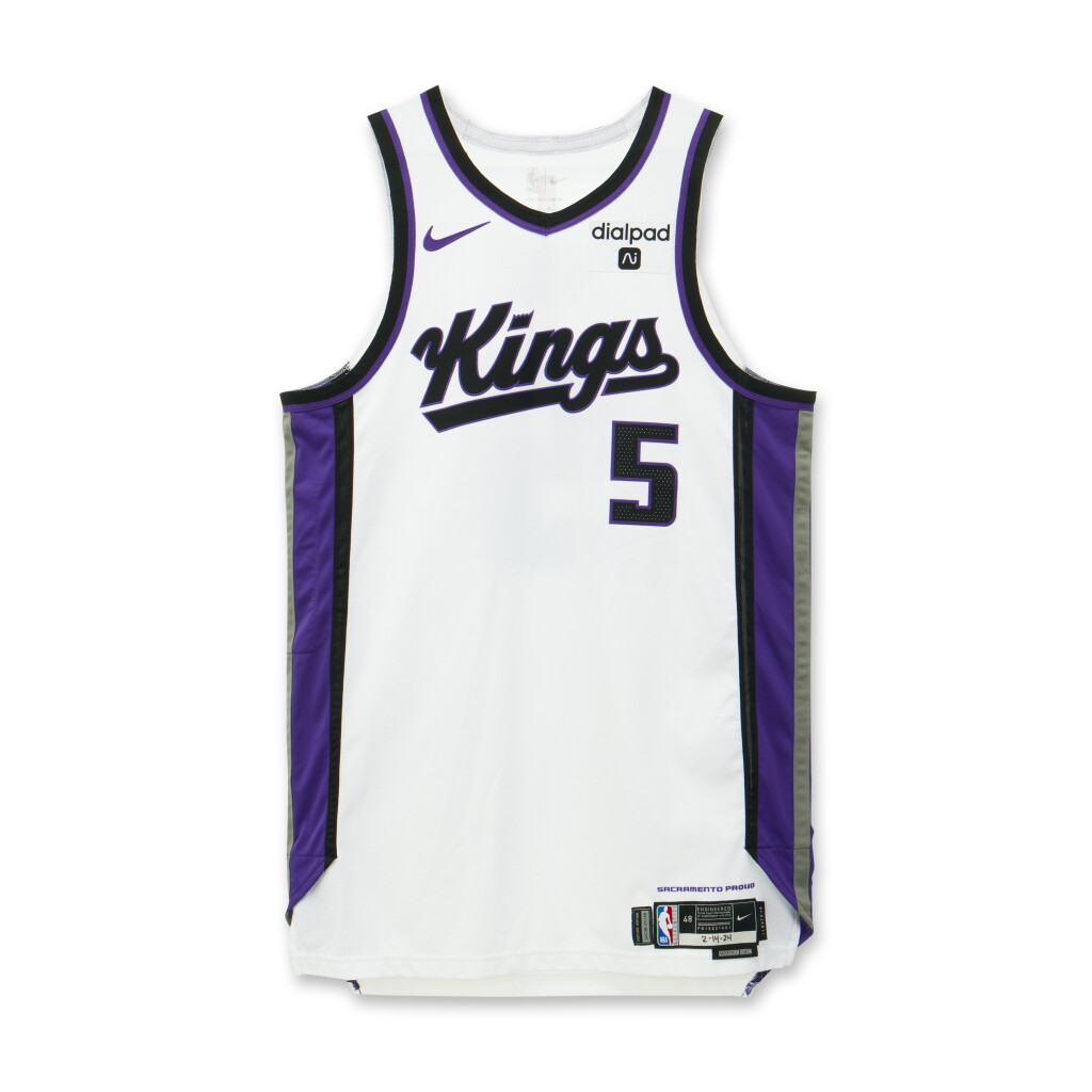View full screen - View 1 of Lot 236. De'Aaron Fox Sacramento Kings 2023-2024 Game Worn Association Edition Jersey | Matched to 3 Games | 40 point game.
