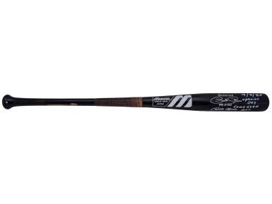 View full screen - View 1 of Lot 58. 1985 Pete Rose Game Used & Signed/Inscribed Corked Mizuno PR-4192 Model Bat Used On Opening Day 4/8/85 - 2-3 With 3 RBI & A Double (PSA/DNA GU 10 & Rose/Arnie Metz Letters).