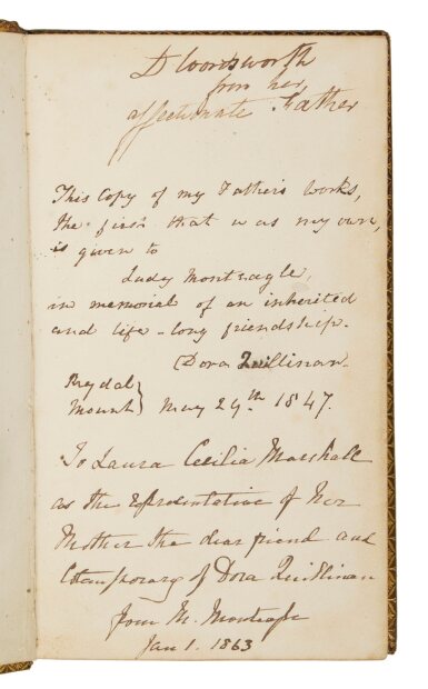 View full screen - View 1 of Lot 1050. Wordsworth, William | Dora Wordsworth's inscribed set of her father's works—a remarkable association copy.