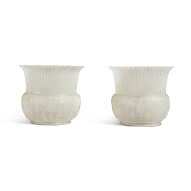 View full screen - View 1 of Lot 43. A pair of Mughal-style white jade fluted zhadou, Qing dynasty, 19th century .