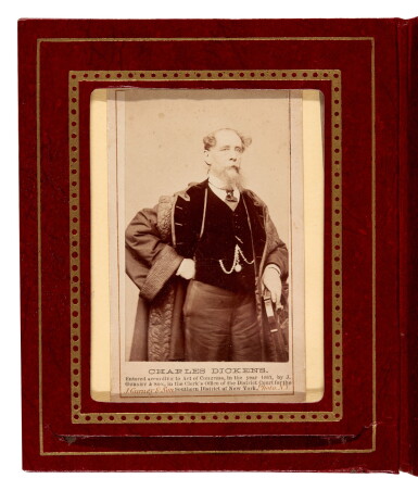 View full screen - View 1 of Lot 132. DICKENS | dinner invitation and photogaph, both relating to his American tour of 1867.