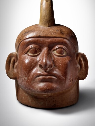 View full screen - View 1 of Lot 10. Moche Portrait Head Vessel, circa AD 500-700.