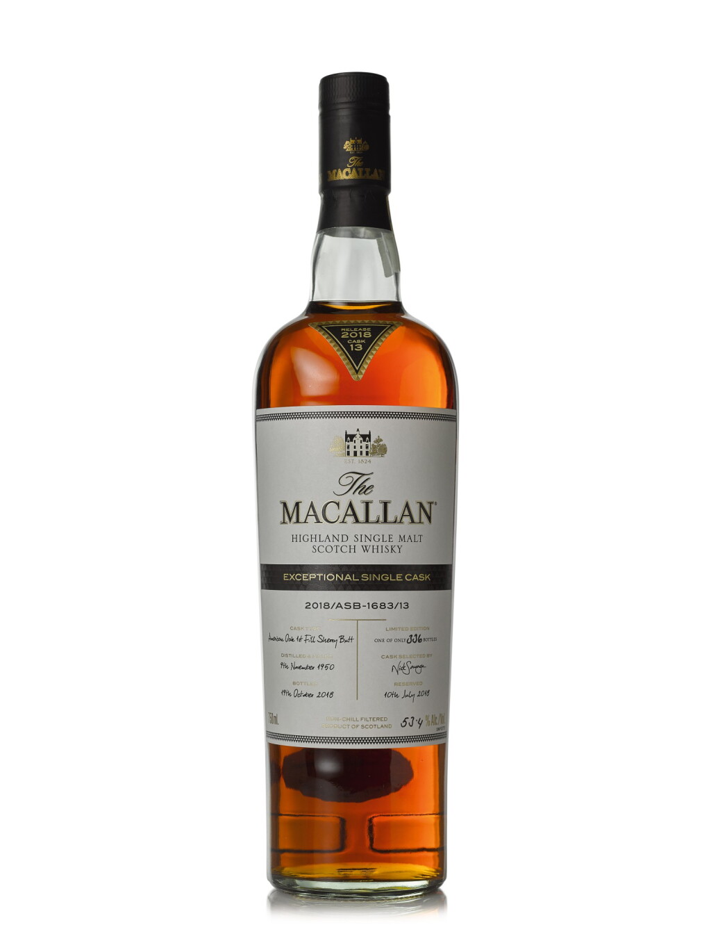 View full screen - View 1 of Lot 34. The Macallan 67 Year Old Exceptional Single Cask 2018/ASB - 1683/13, 53.4% abv 1950 (1 BT75cl).