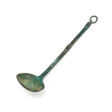 View full screen - View 1 of Lot 414. An archaic bronze ritual ladle, Han dynasty | 漢 青銅斗.