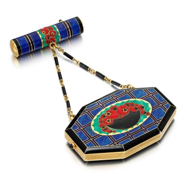View full screen - View 1 of Lot 56. Enamel compact and lipstick holder, 1920s.