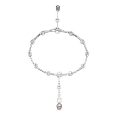 View full screen - View 1 of Lot 723. Cultured pearl and diamond necklace, 'Teva'.