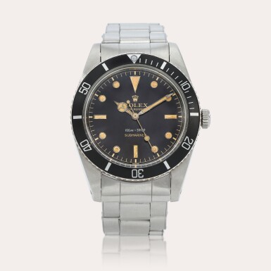 View full screen - View 1 of Lot 360. Submariner 'James Bond Small Crown', reference 5508 Montre bracelet en acier | Stainless steel wristwatch with bracelet Vers 1962 | Circa 1962.